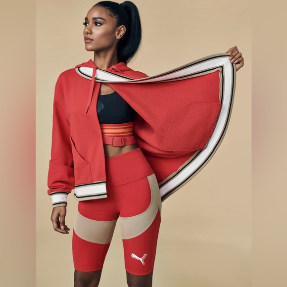 LAST ONE!  New PUMA color blocks  cropped leggings biker shorts N177 - Picture 2 of 8